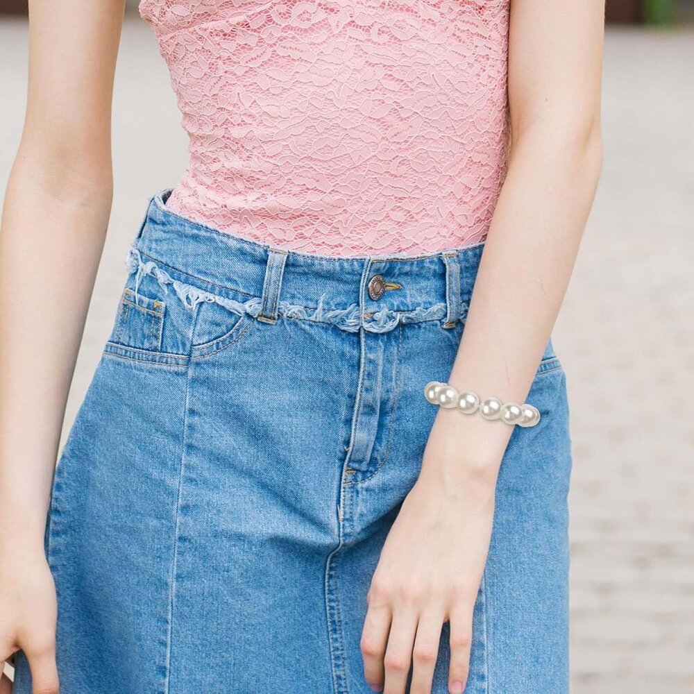 5 Stretchable White Pearl Bracelets For Daily Ele… - image 5